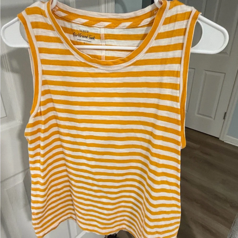 J. Crew Yellow and White Striped Sleeveless Tank never worn